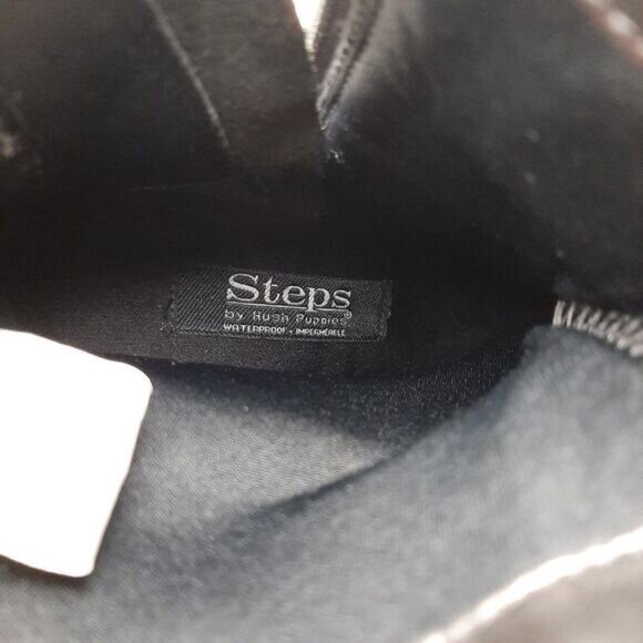 HUSH PUPPIES Waterproof Genuine Leather Square Toe Ankle Bootie Black Sz 5.5 M - Picture 14 of 14